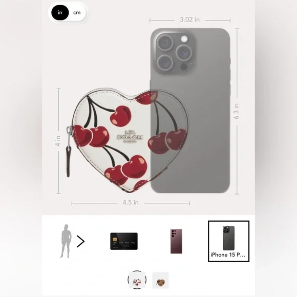 Coach NWT Heart Coin Case With Cherry Print - Picture 6 of 12